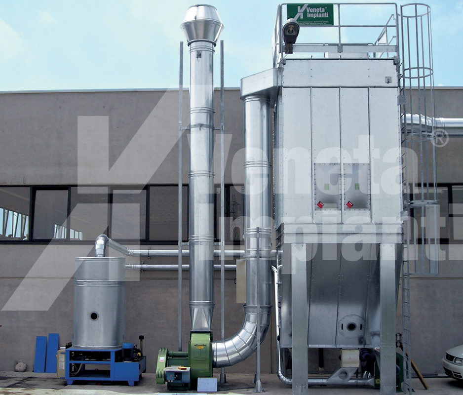 Impianto di aspirazione con bricchettatrice